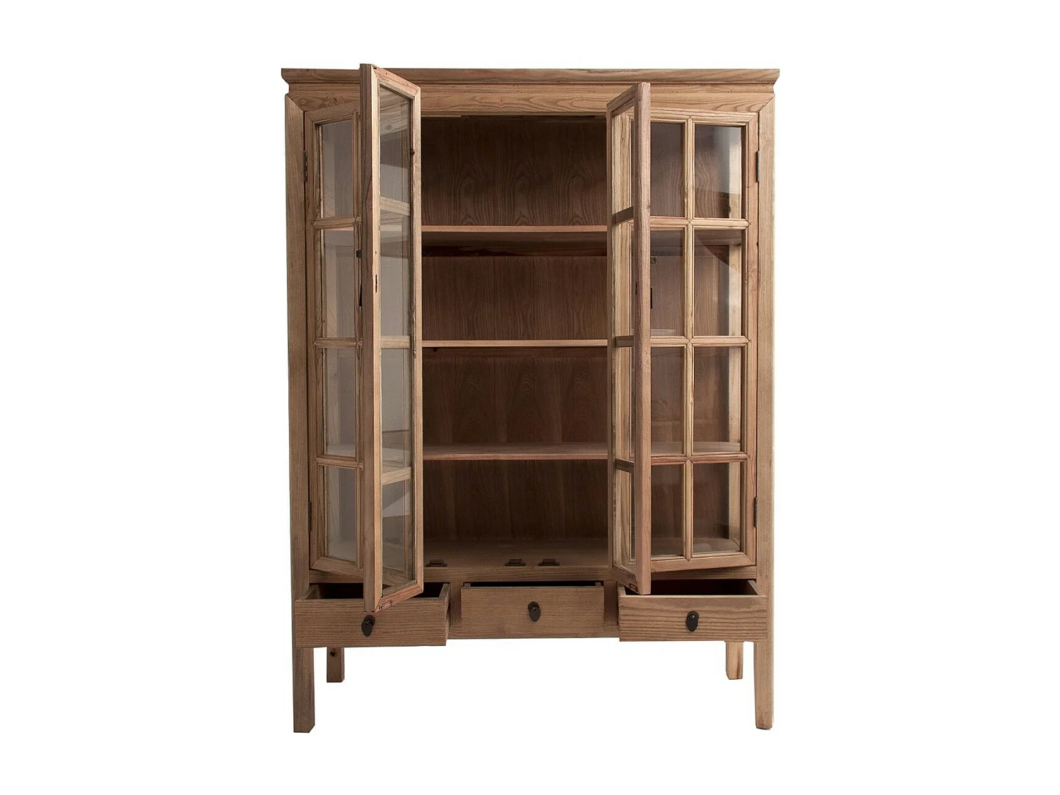 Cómoda Cosyna olmo macizo claro 2 puertas y 3 cajones