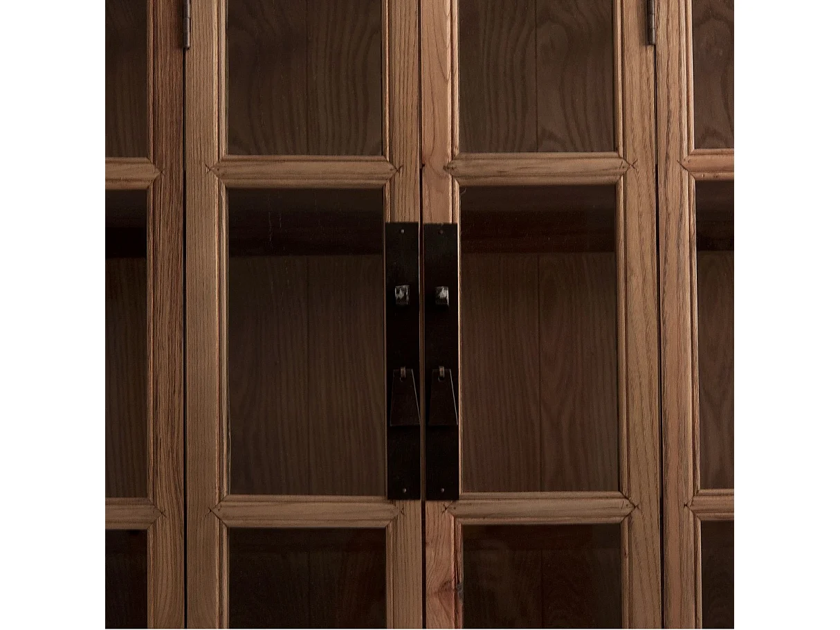 Cómoda Cosyna olmo macizo claro 2 puertas y 3 cajones