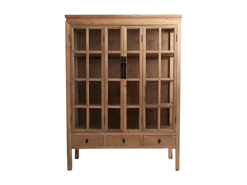 Cómoda Cosyna olmo macizo claro 2 puertas y 3 cajones