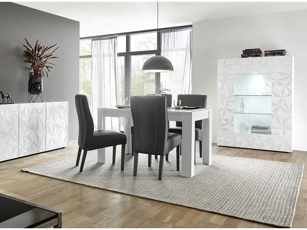 Pagar LED-vitrine met 2 glanzend wit gelakte deuren L 120 cm