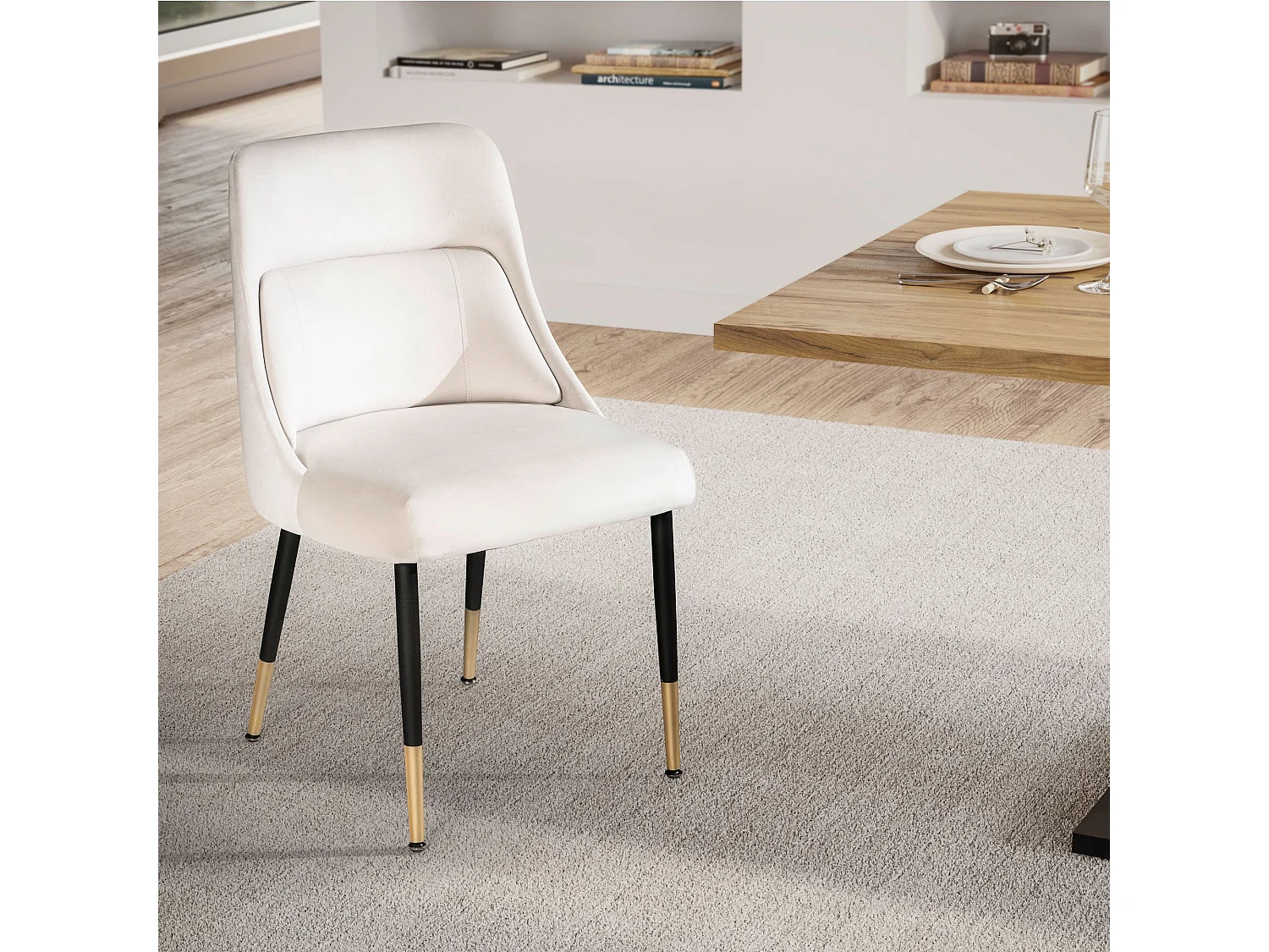 Chaise de salle à manger Velours Design Chaises de Cuisine Tissu Moderne