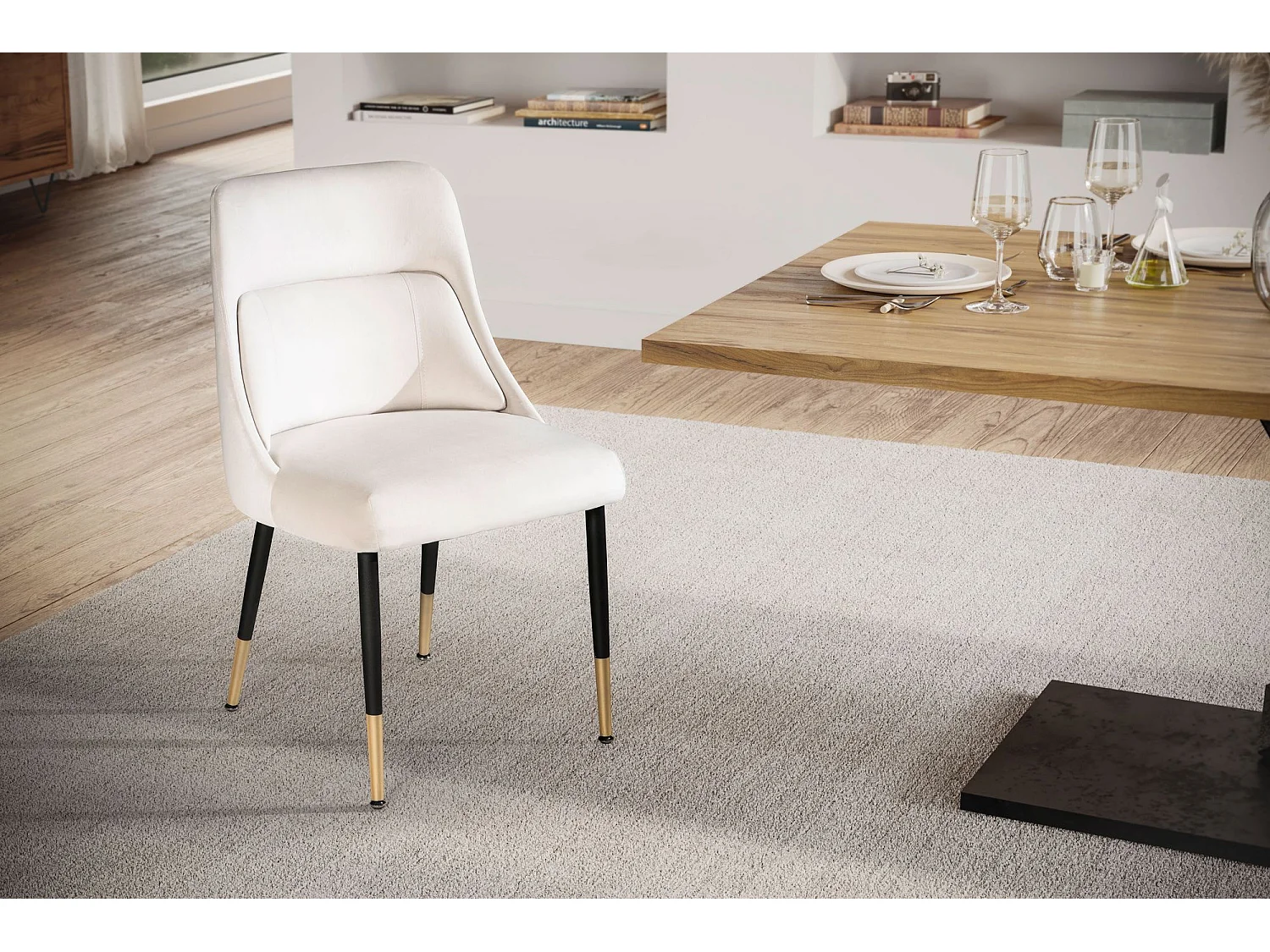 Chaise de salle à manger Velours Design Chaises de Cuisine Tissu Moderne