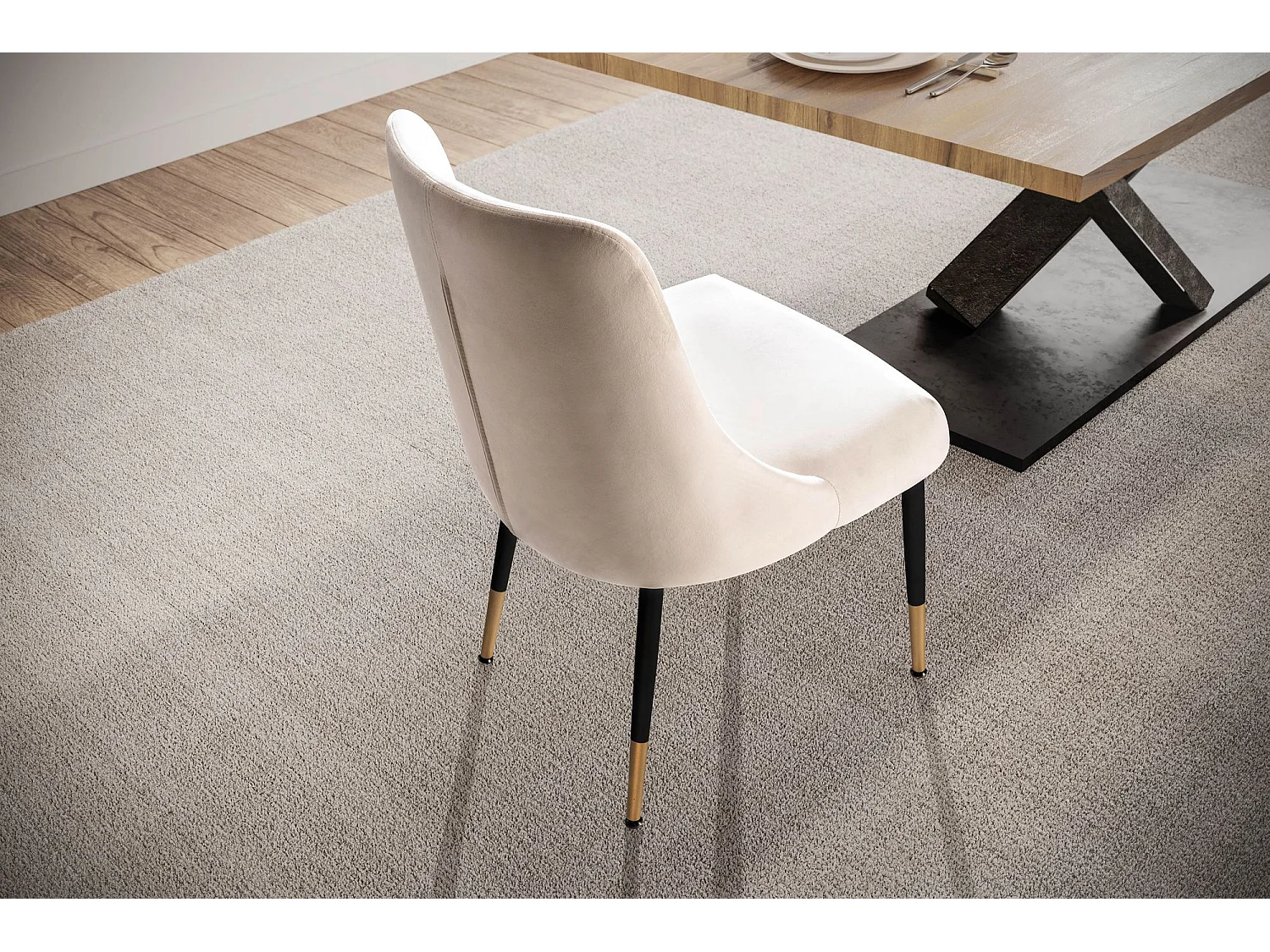 Chaise de salle à manger Velours Design Chaises de Cuisine Tissu Moderne