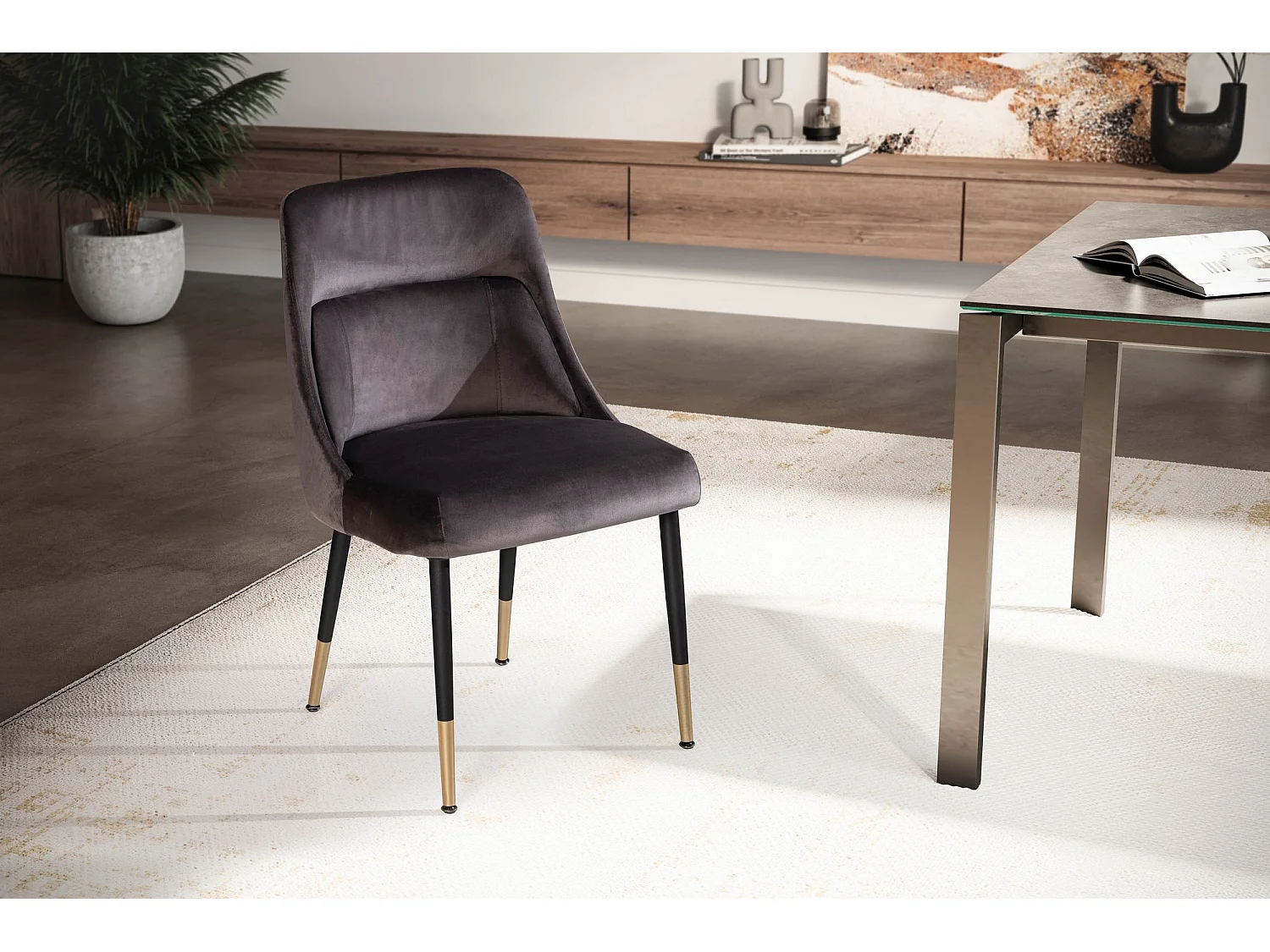 Chaise de salle à manger Velours Design Chaises de Cuisine Tissu Moderne