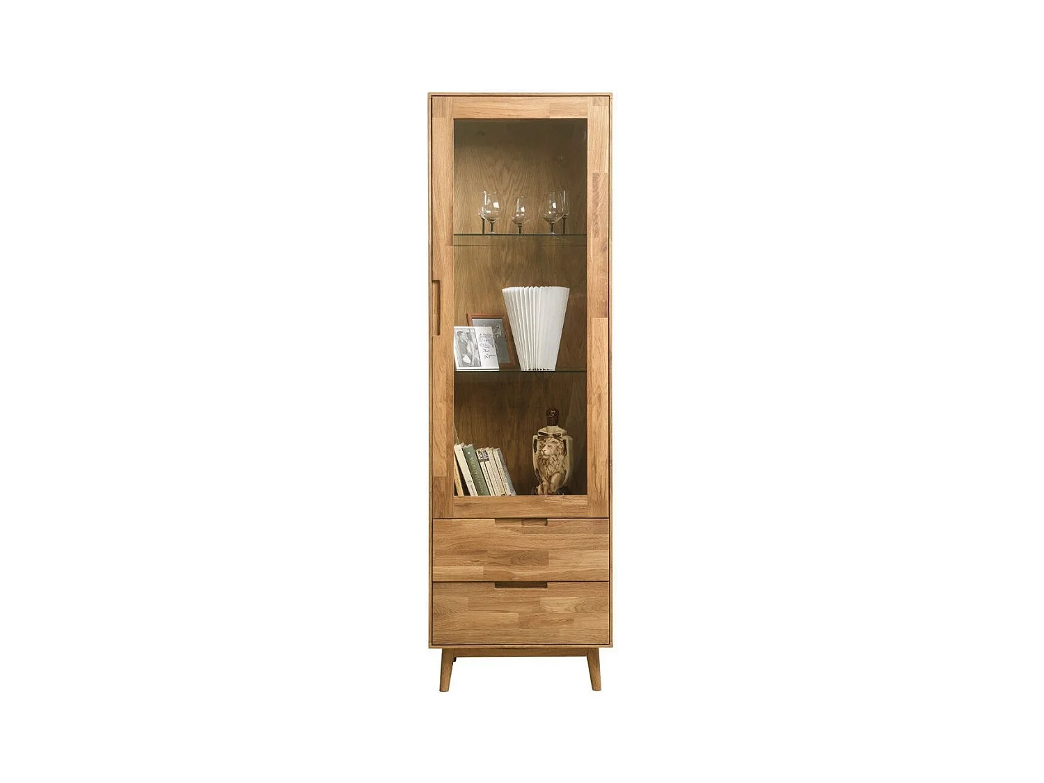 Vitrine en bois de chêne massif Kundy