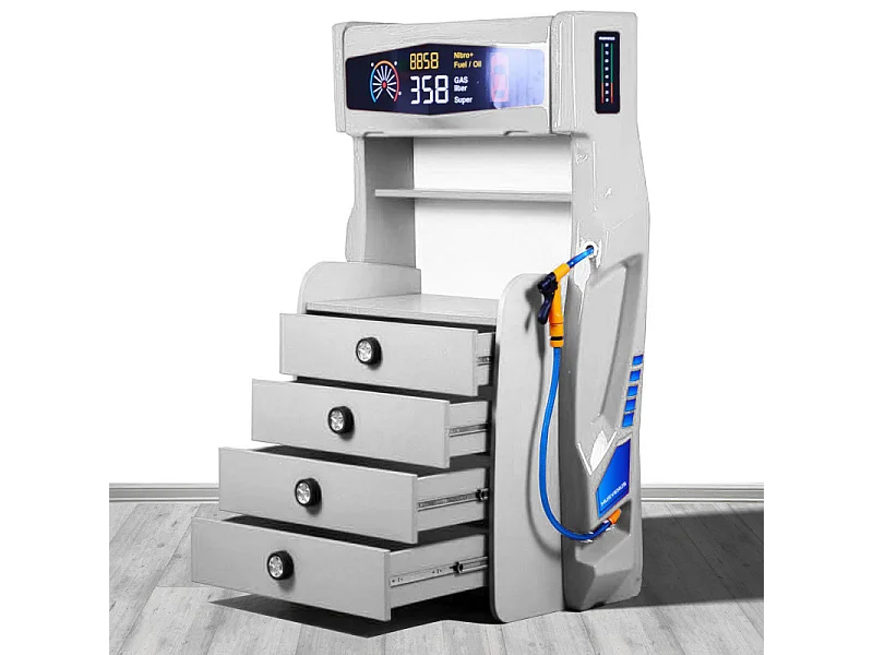 Commode enfant 4 tiroirs blanc Pompe à essence