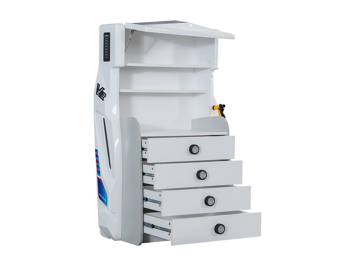 Commode enfant 4 tiroirs blanc Pompe à essence