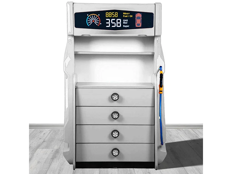 Commode enfant 4 tiroirs blanc Pompe à essence