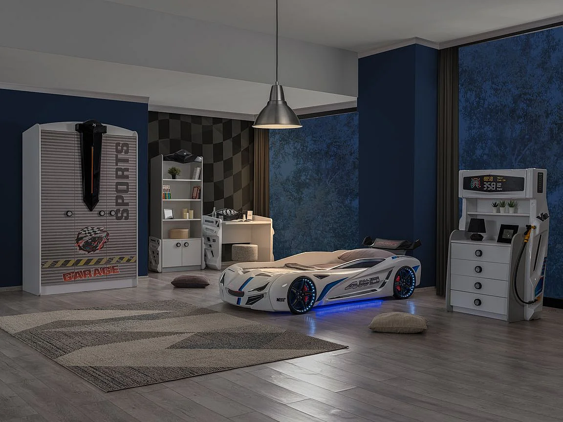 Commode enfant 4 tiroirs blanc Pompe à essence