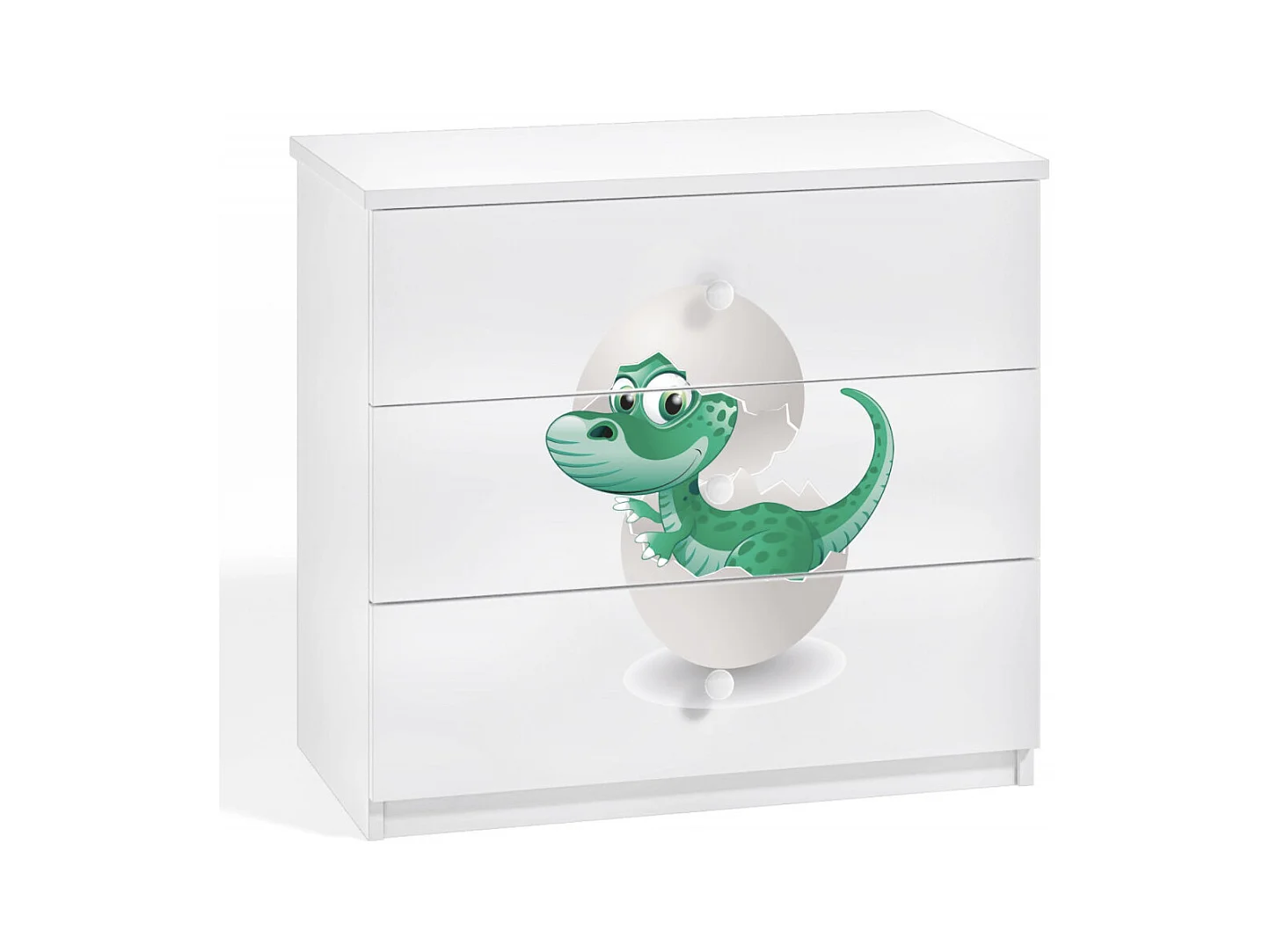 Commode enfant blanche petit dinosaure 80cm
