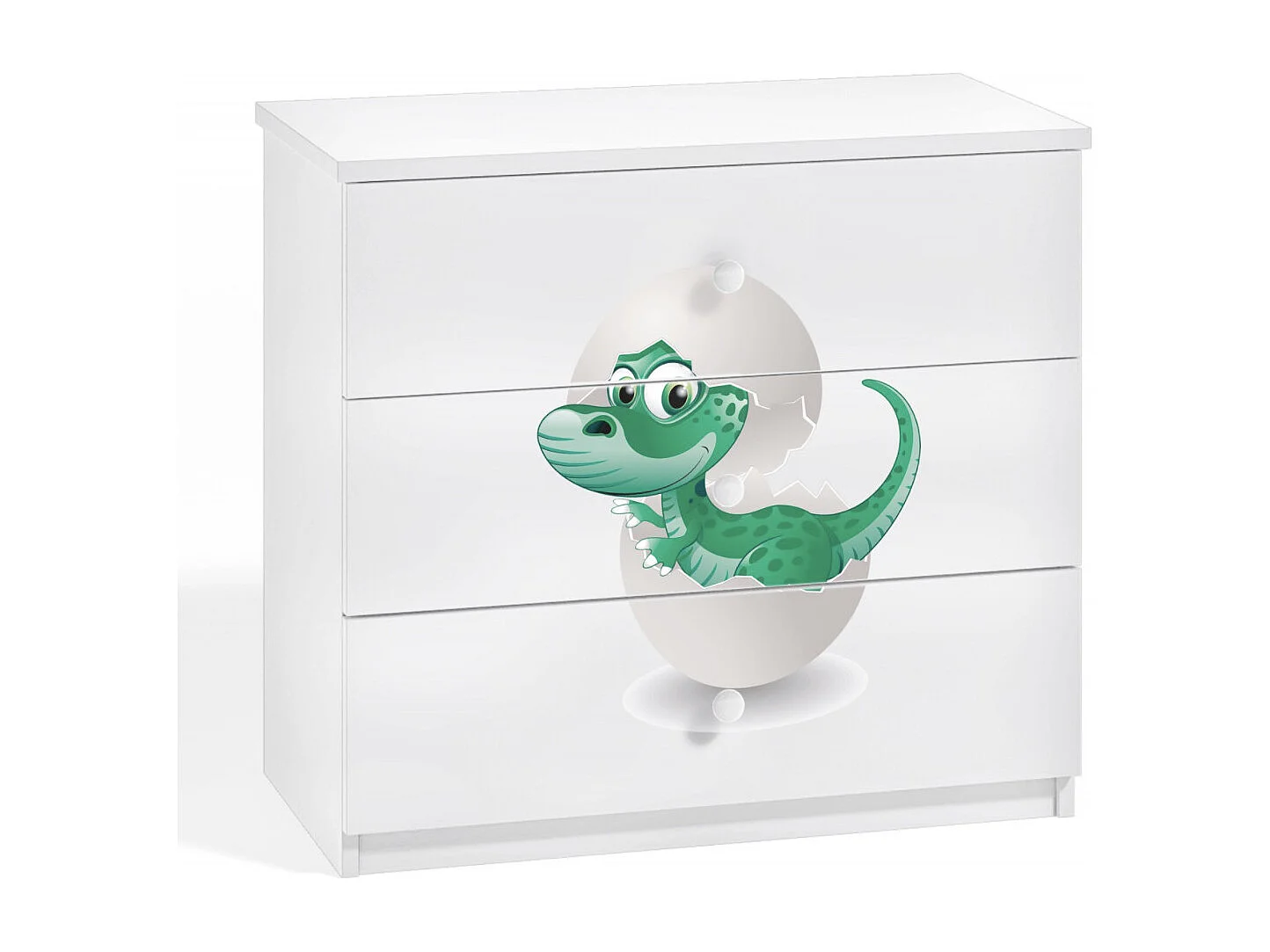 Commode enfant blanche petit dinosaure 80cm