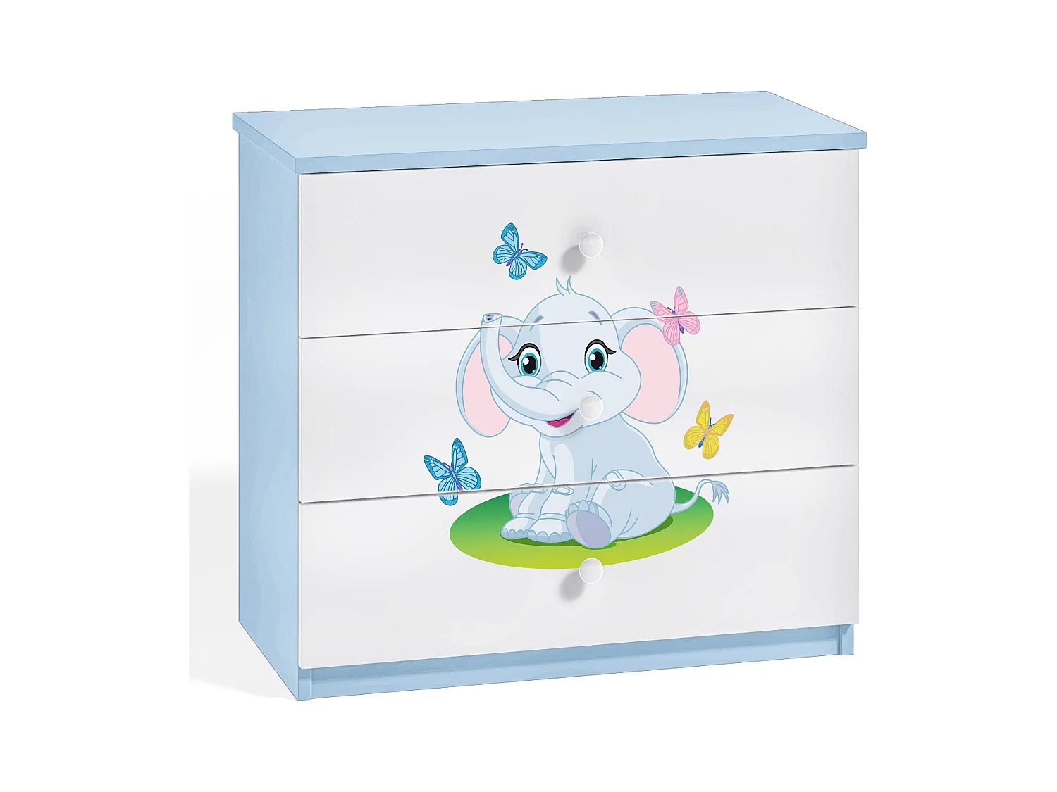 Commode enfant bleue petit éléphant 80cm