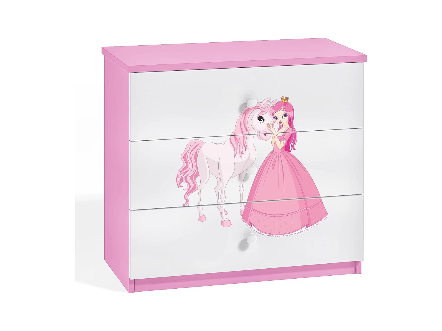 Commode enfant rose princesse debout et cheval Drimy