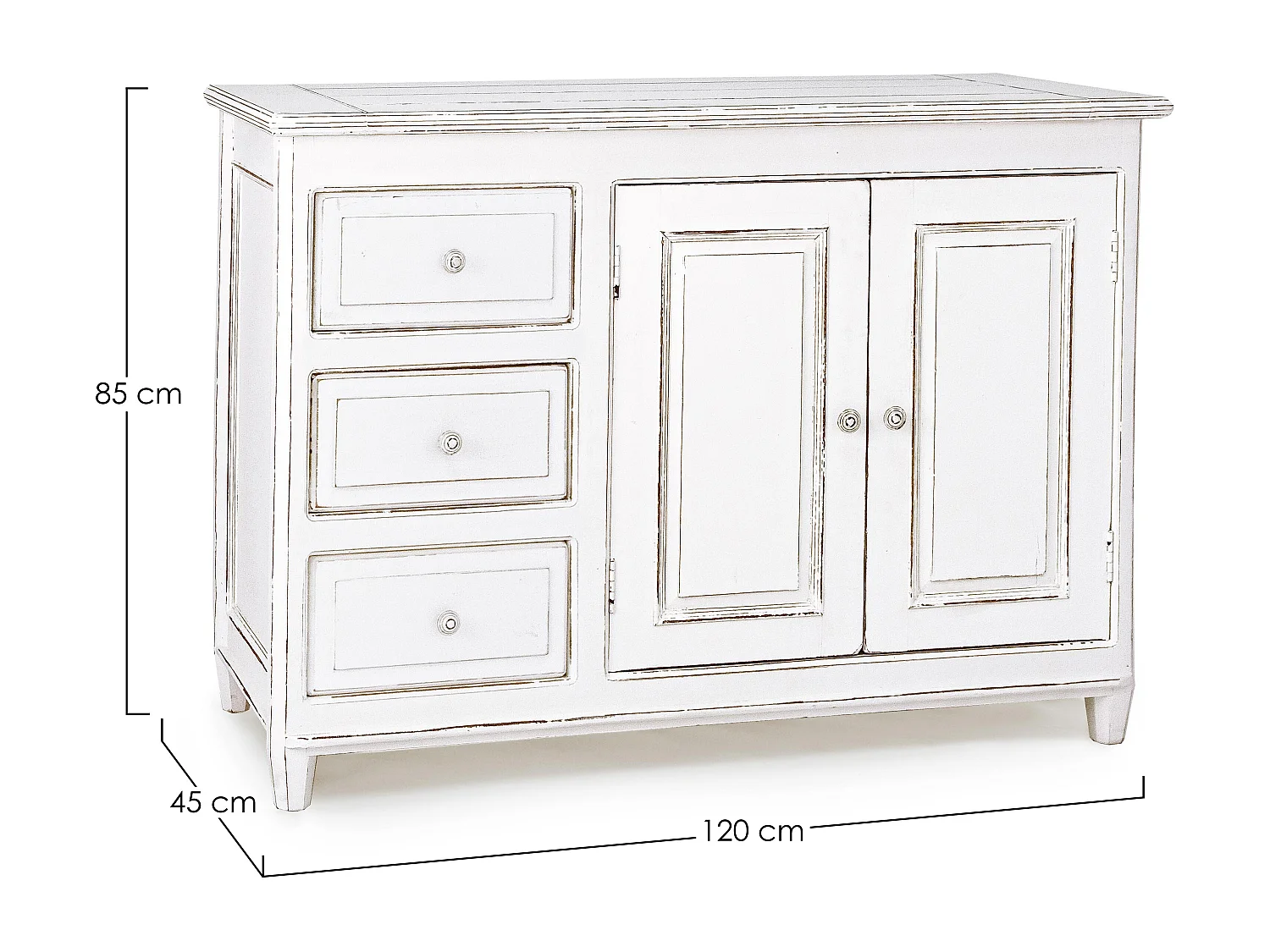 Meuble de rangement bois de manguier blanc Carolina L 120cm