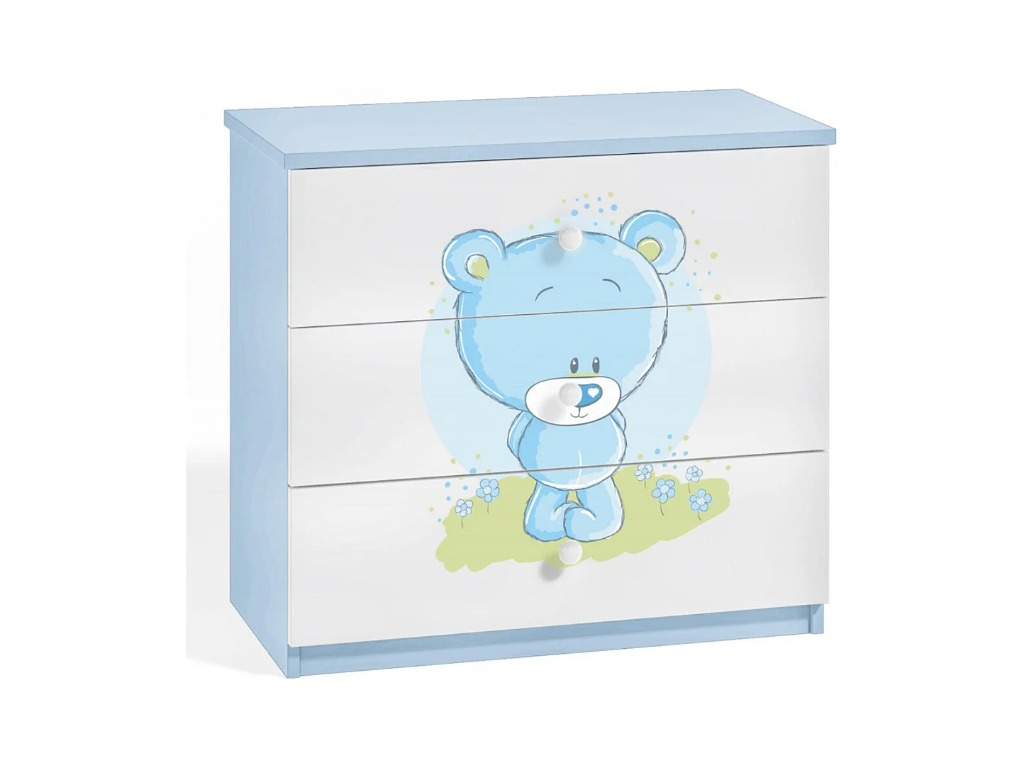 Commode enfant bleue ourson bleu 80cm