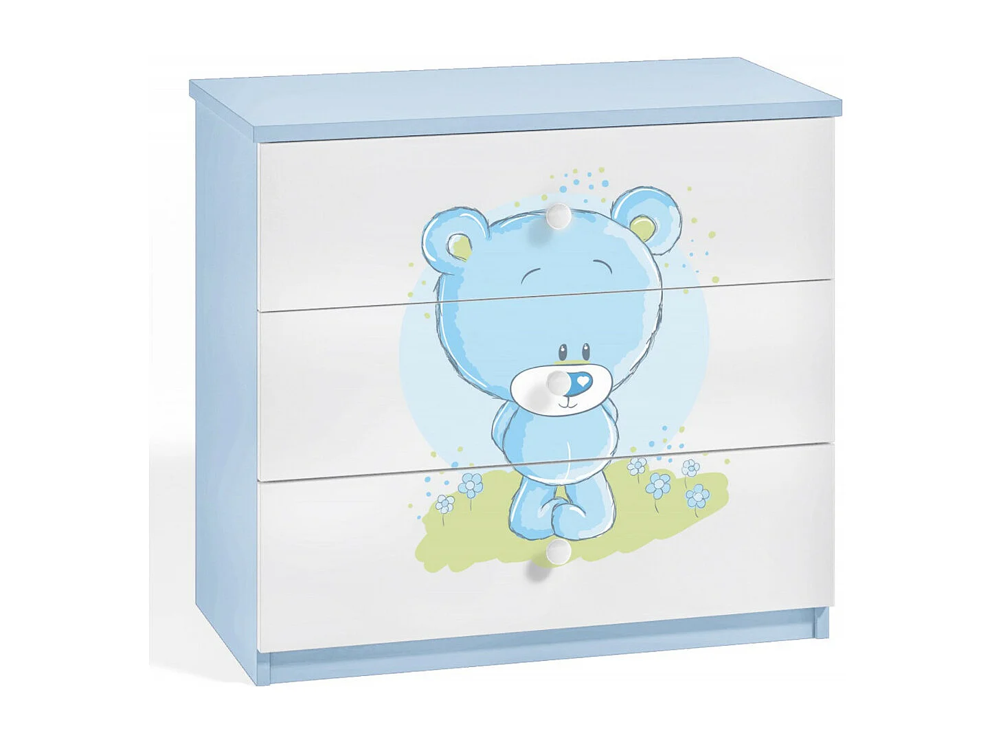 Commode enfant bleue ourson bleu 80cm