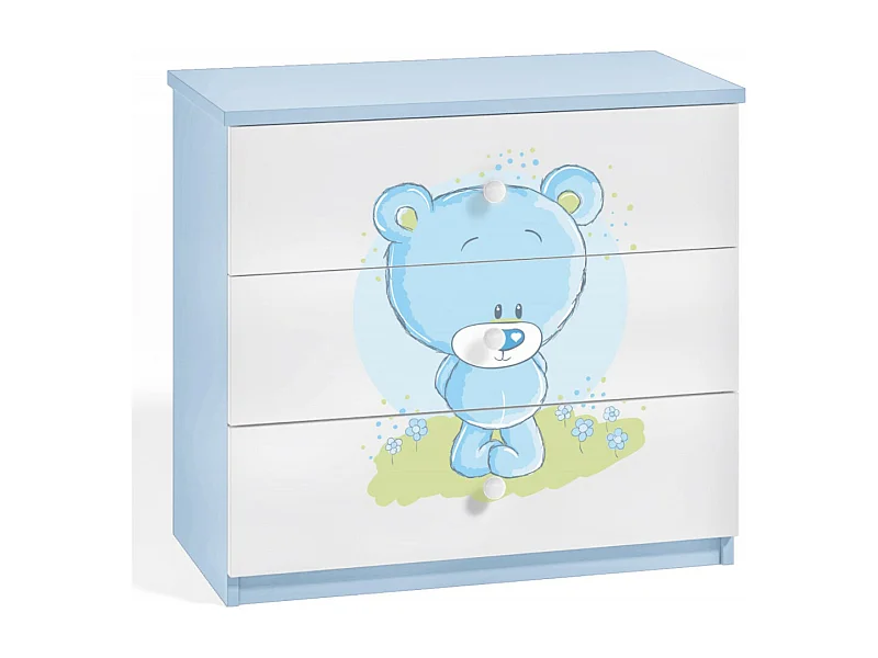Commode enfant bleue ourson bleu 80cm