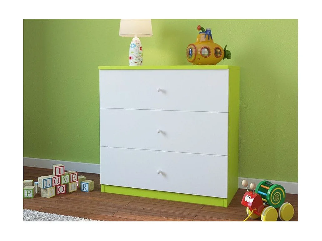 Commode enfant verte et blanche Drimy 80cm