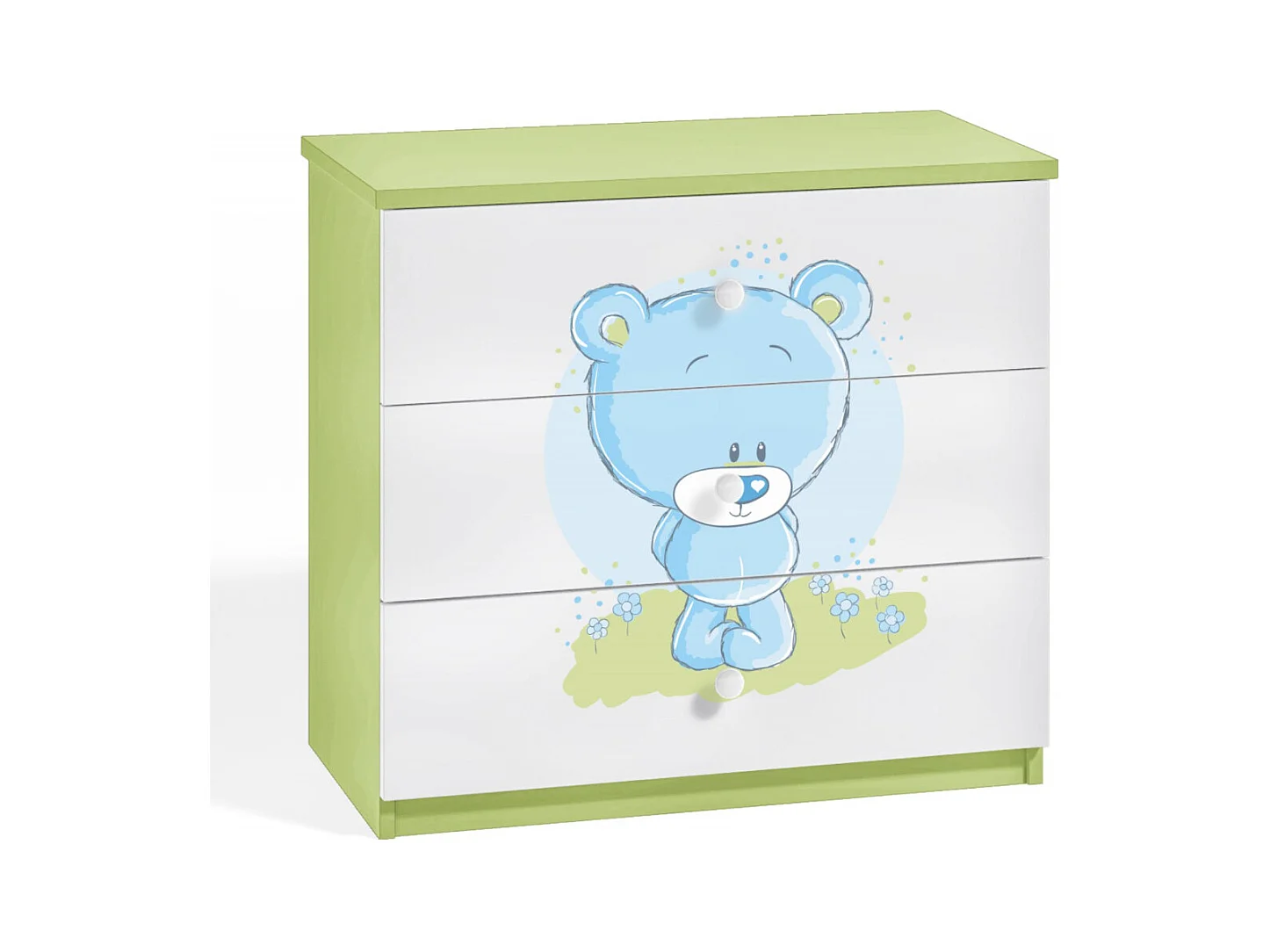 Commode enfant verte ourson bleu 80cm