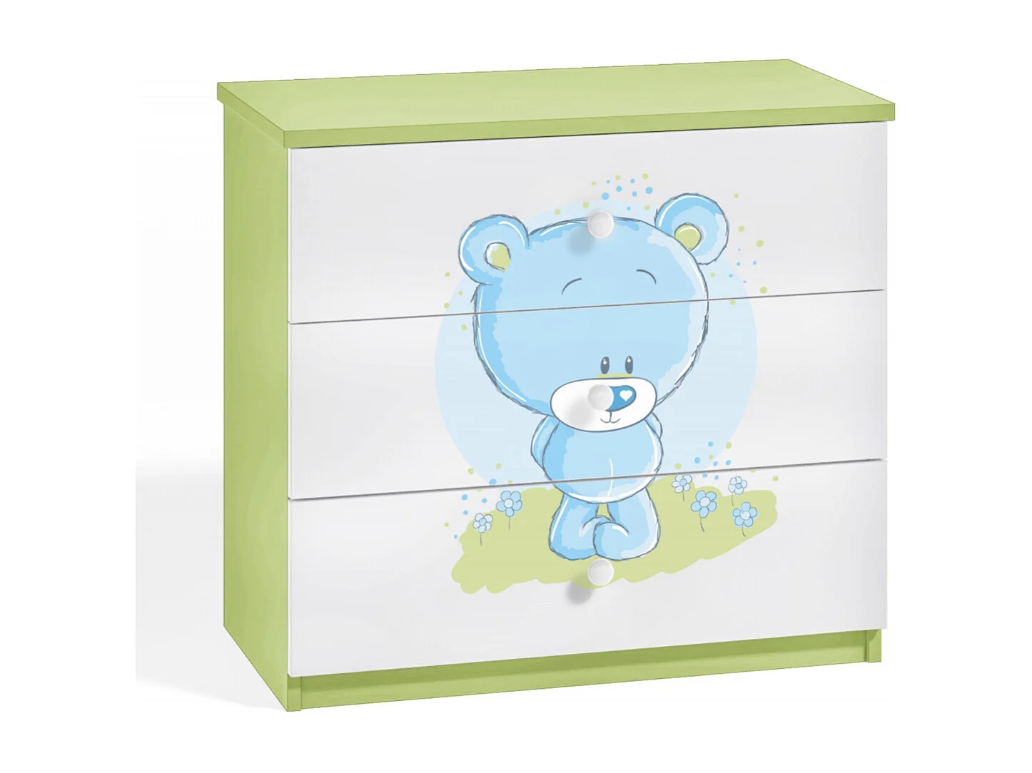 Commode enfant verte ourson bleu 80cm