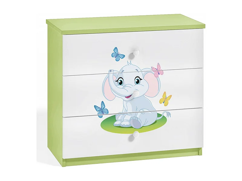 Commode enfant verte petit éléphant 80cm