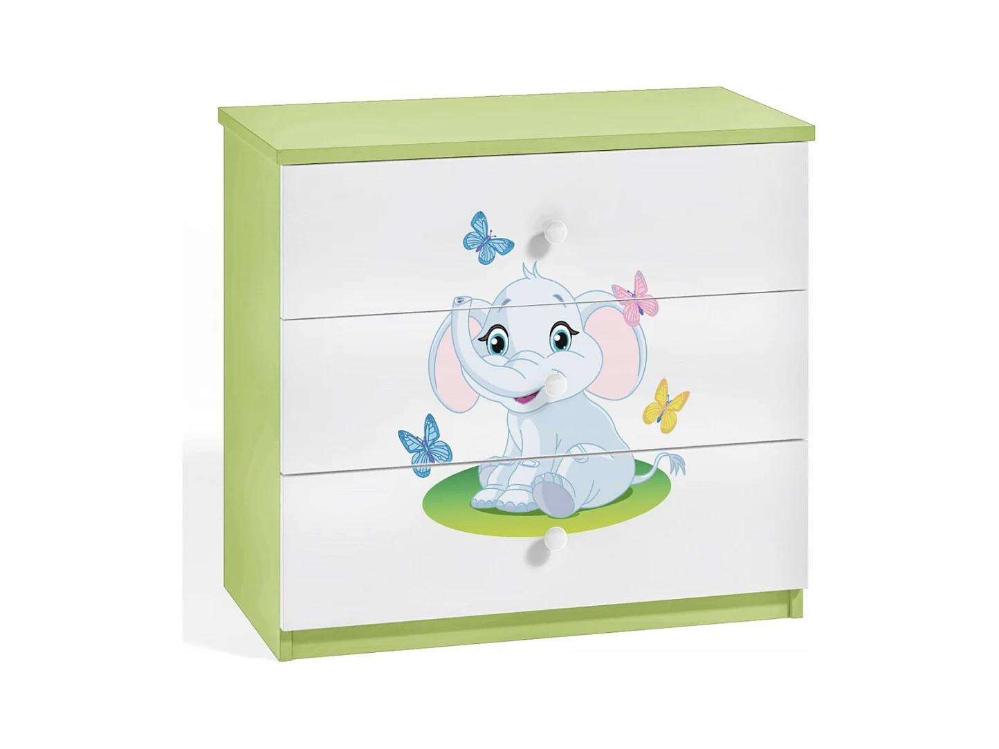 Commode enfant verte petit éléphant 80cm