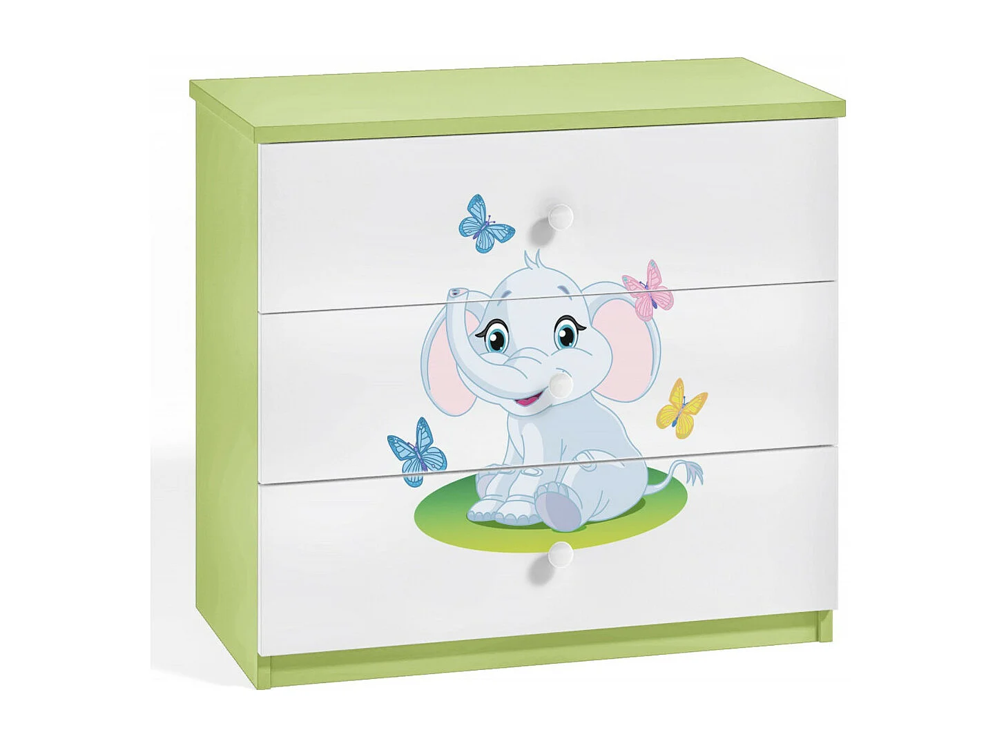 Commode enfant verte petit éléphant 80cm