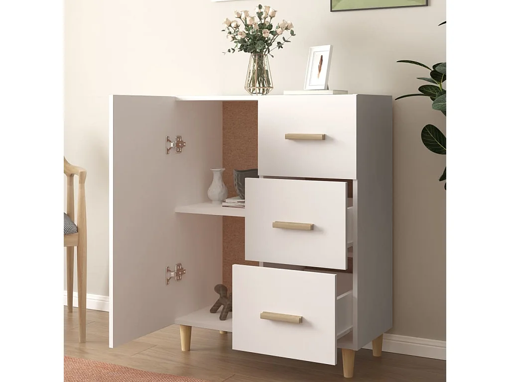 Commode Blanc 69,5x34x90 Bois d'ingénierie Vilo