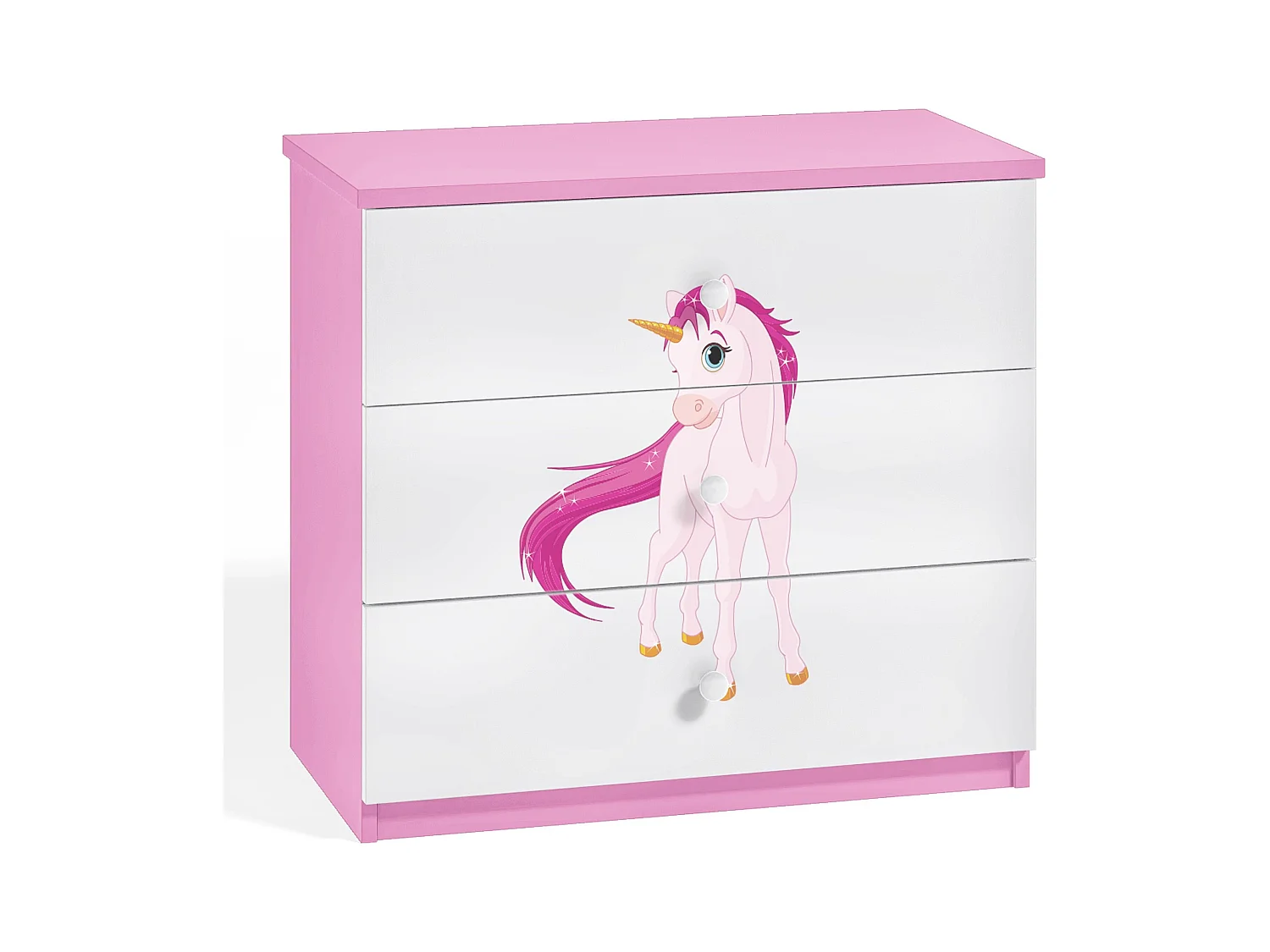 Commode enfant rose Licorne 80cm