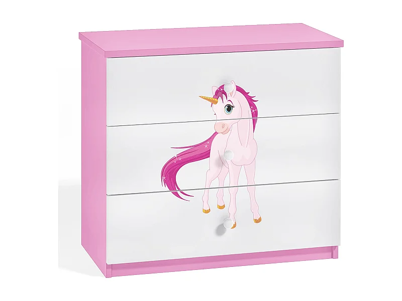 Commode enfant rose Licorne 80cm