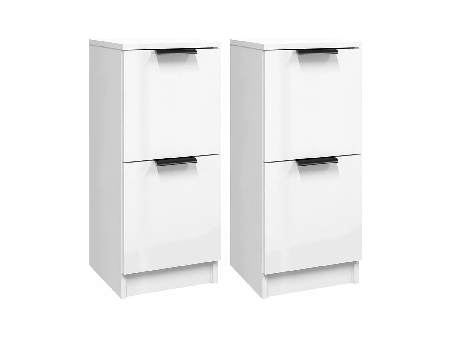 Buffets 2 pcs Blanc brillant 30x30x70 Bois d'ingénierie