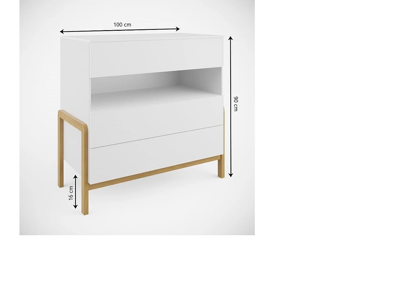 Commode enfant scandinave blanche et pieds en bois de chêne Vanka