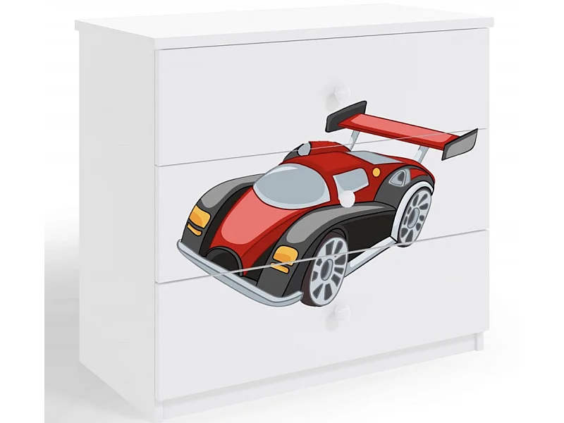 Commode enfant blanche automobile 80cm