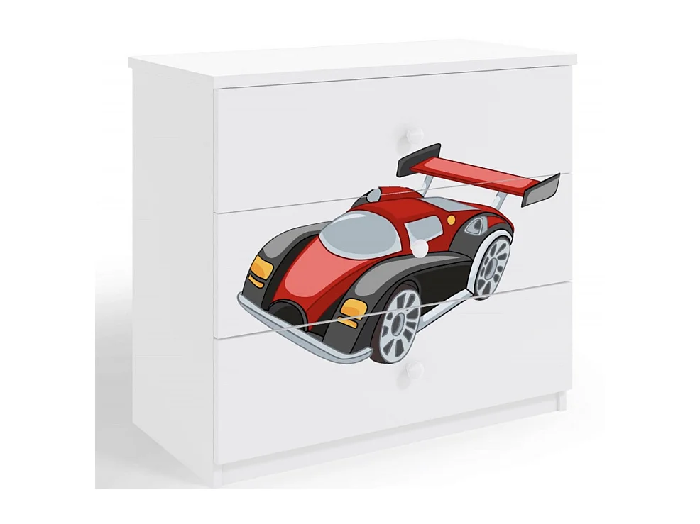 Commode enfant blanche automobile 80cm
