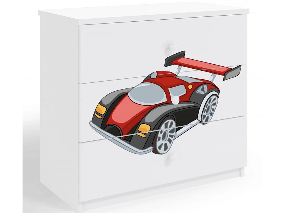 Commode enfant blanche automobile 80cm