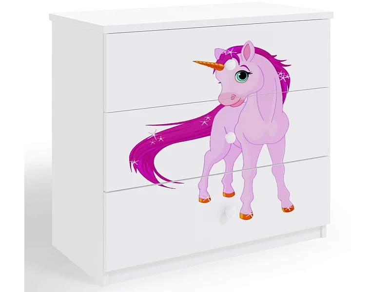 Commode enfant blanche Licorne 80cm