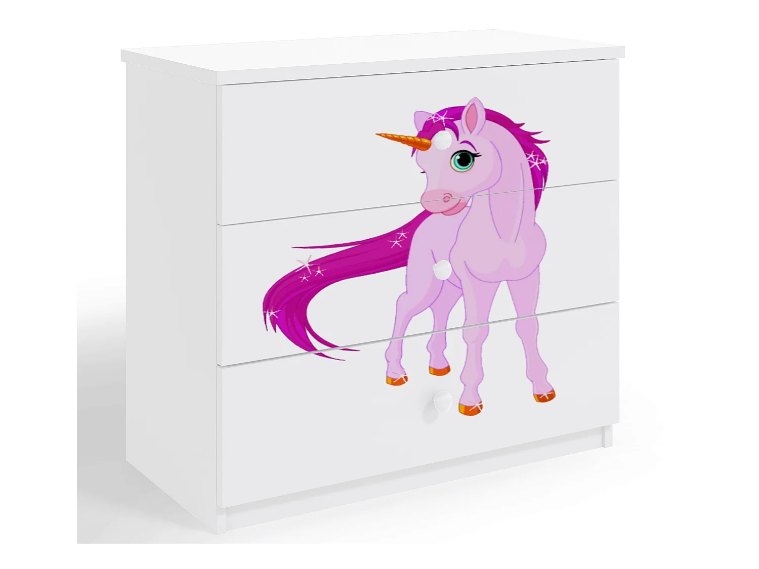 Commode enfant blanche Licorne 80cm