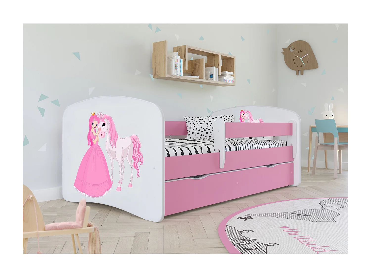 Cómoda infantil blanca de pie princesa y caballo Drimy