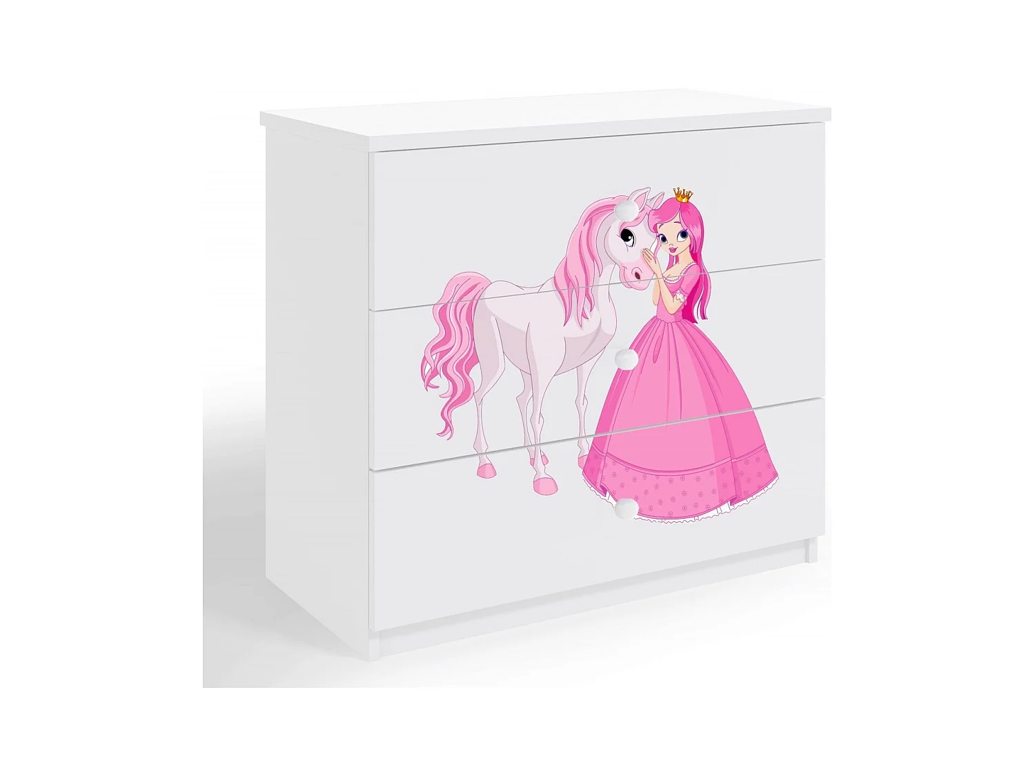 Commode enfant blanche princesse debout et cheval Drimy