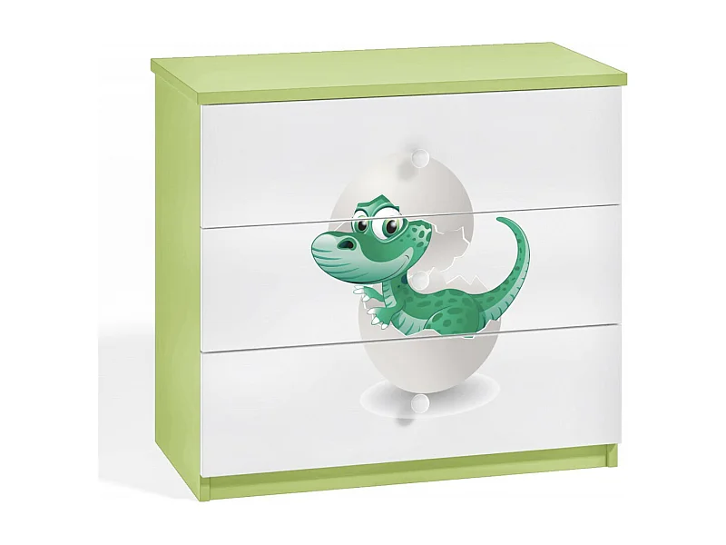 Commode enfant verte petit dinosaure 80cm