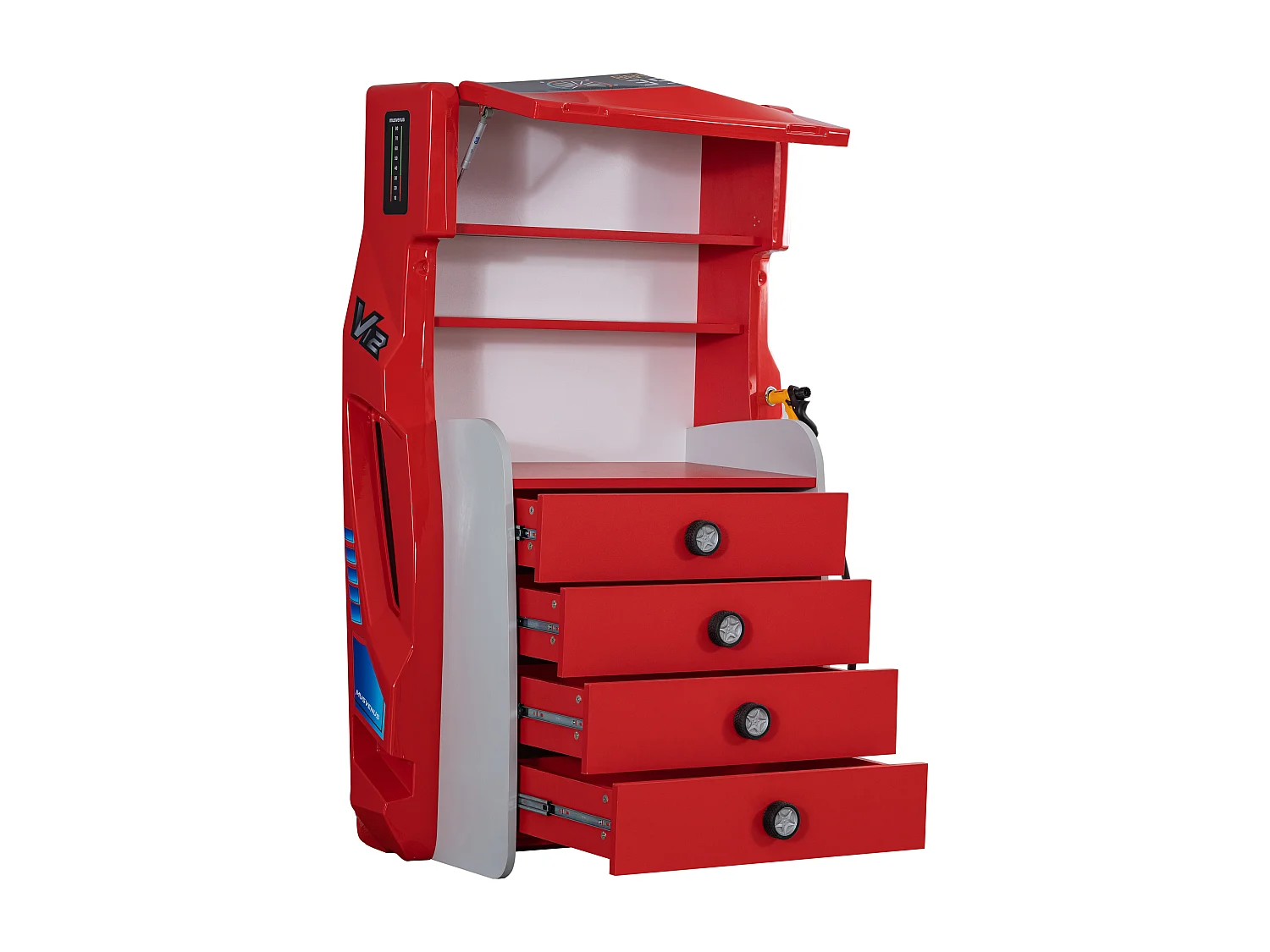 Commode enfant 4 tiroirs rouge Pompe à essence
