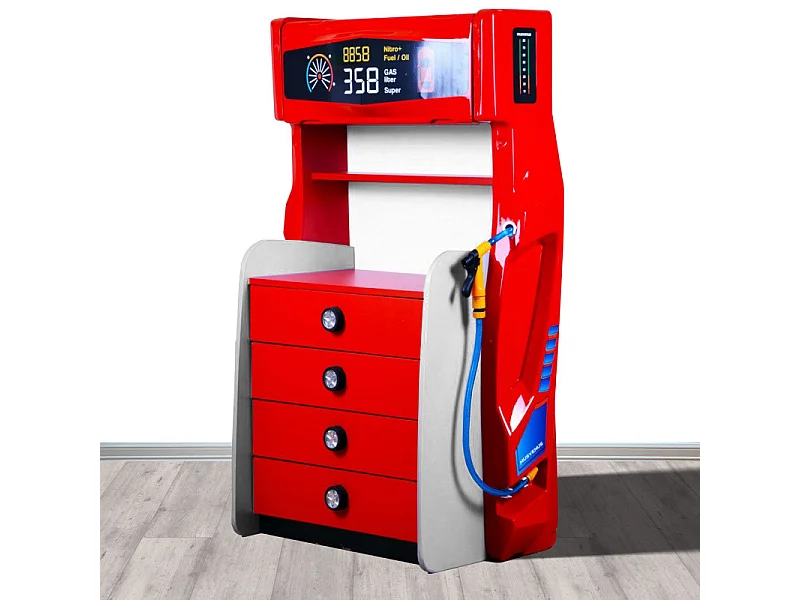 Commode enfant 4 tiroirs rouge Pompe à essence