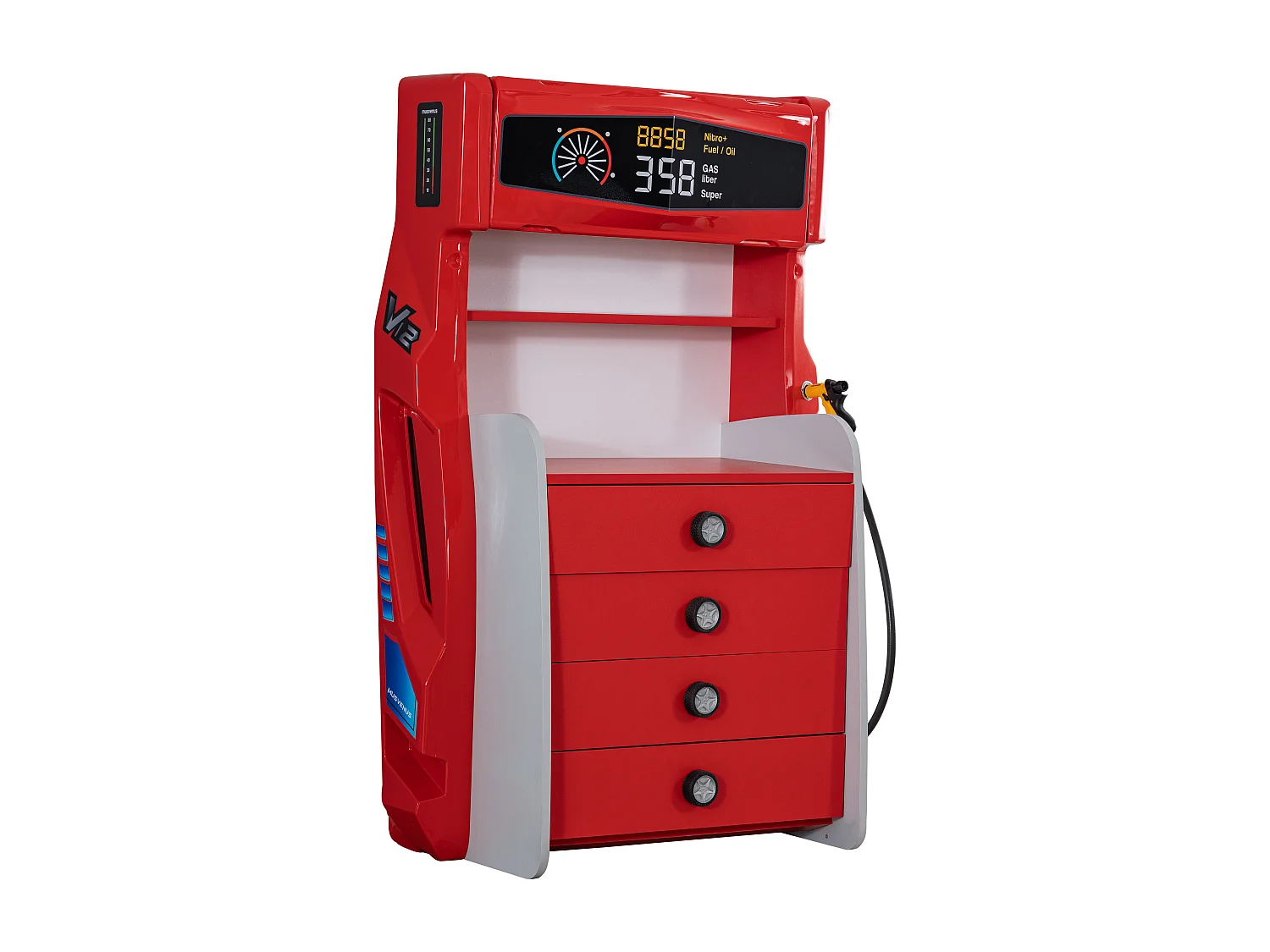 Commode enfant 4 tiroirs rouge Pompe à essence