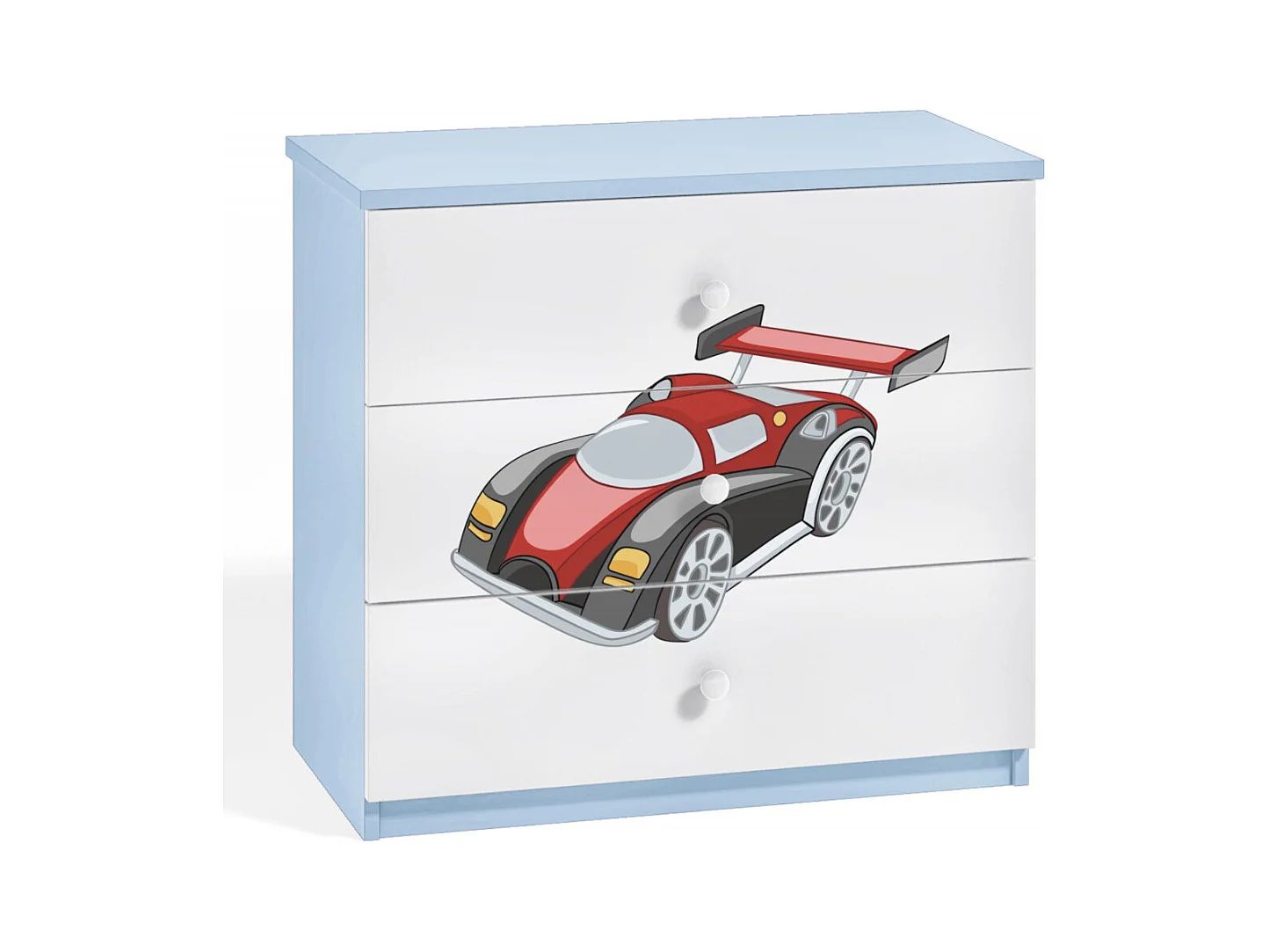 Commode enfant bleue automobile 80cm