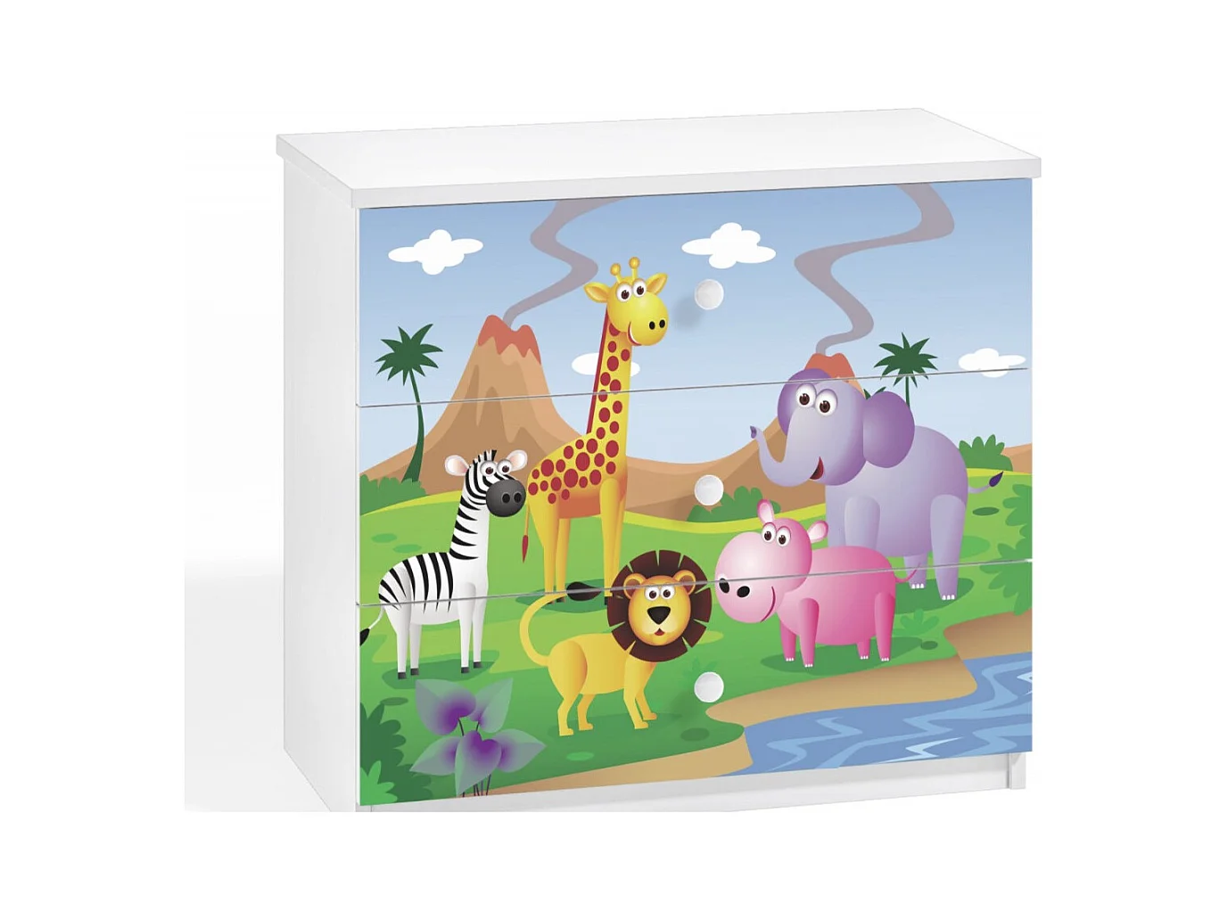 Commode enfant blanche version safari 80cm