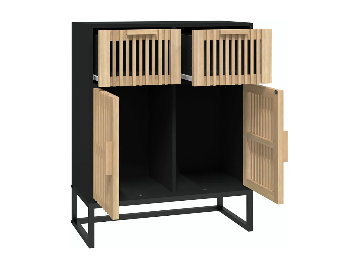 Commode naturel et noir 60x30x75 bois d'ingénierie