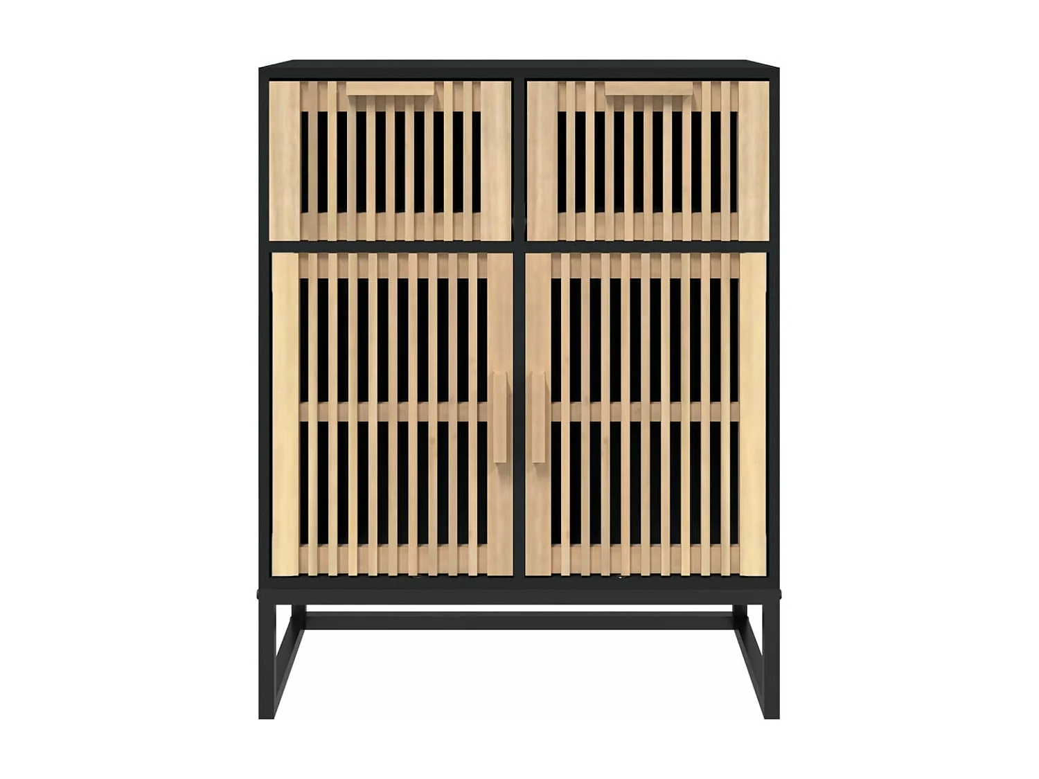 Commode naturel et noir 60x30x75 bois d'ingénierie