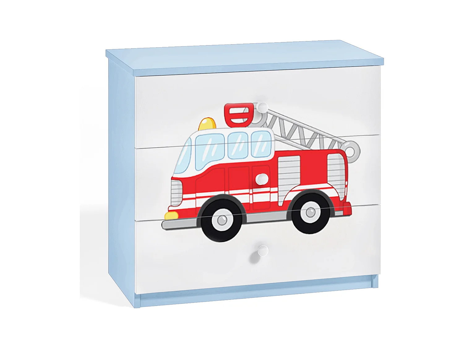 Commode enfant bleue camion de pompier 80cm