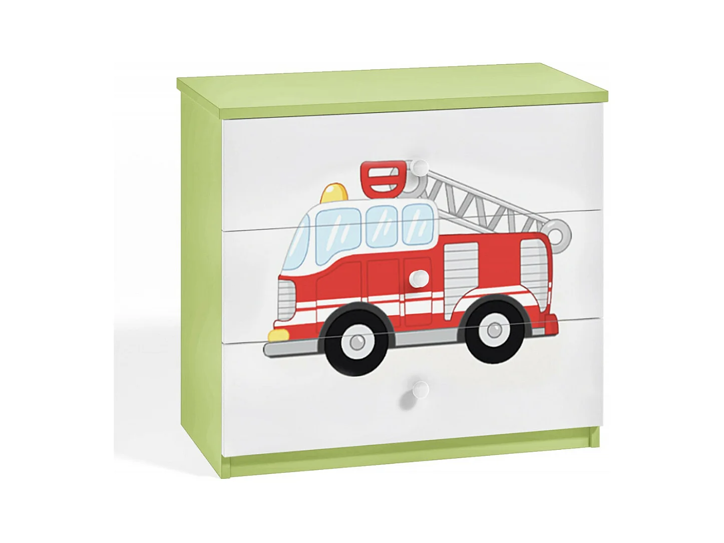 Commode enfant verte camion de pompier 80cm