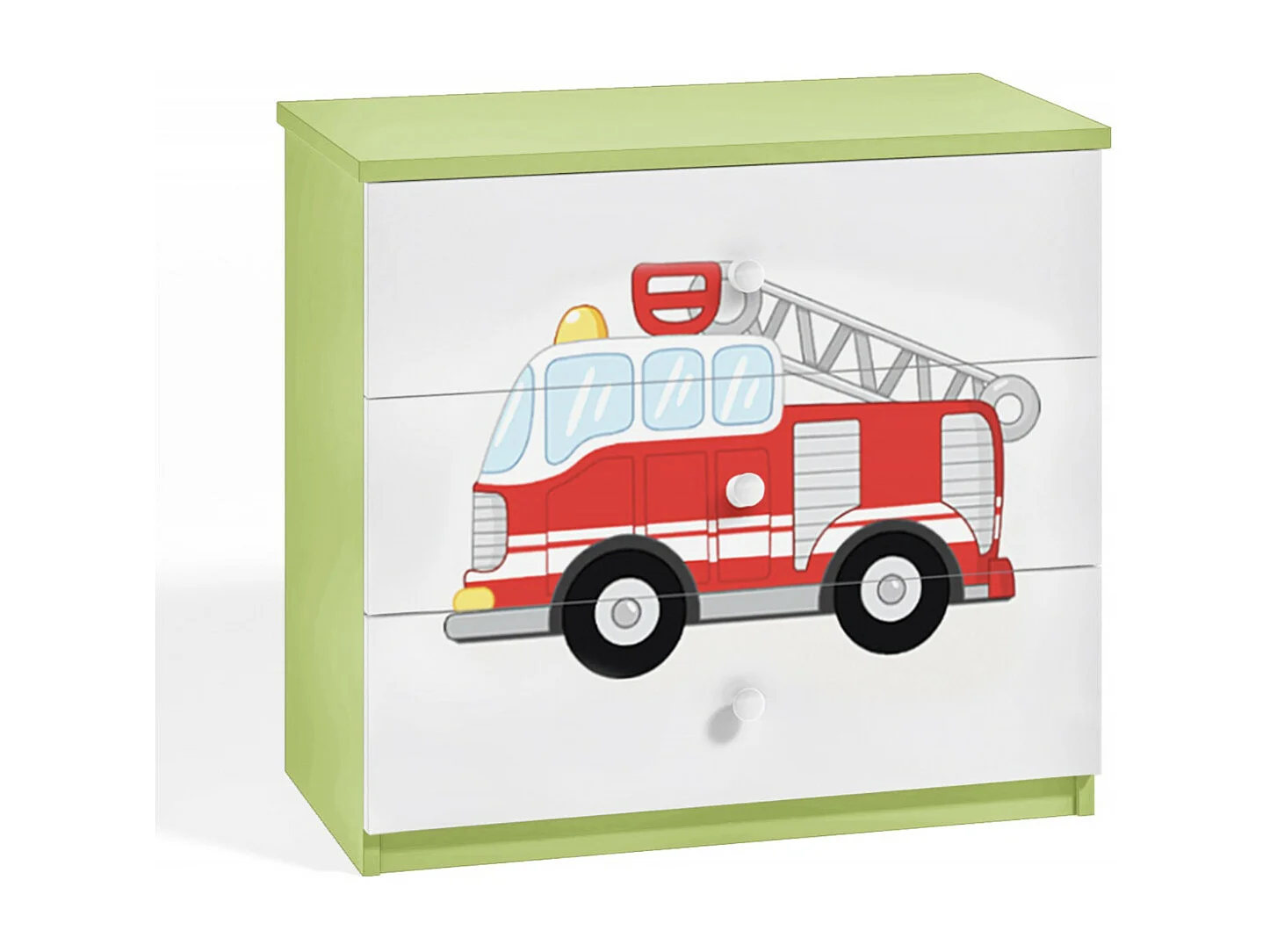 Commode enfant verte camion de pompier 80cm